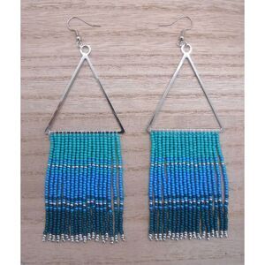Earrings Beaded Silver Triangle Multicolored